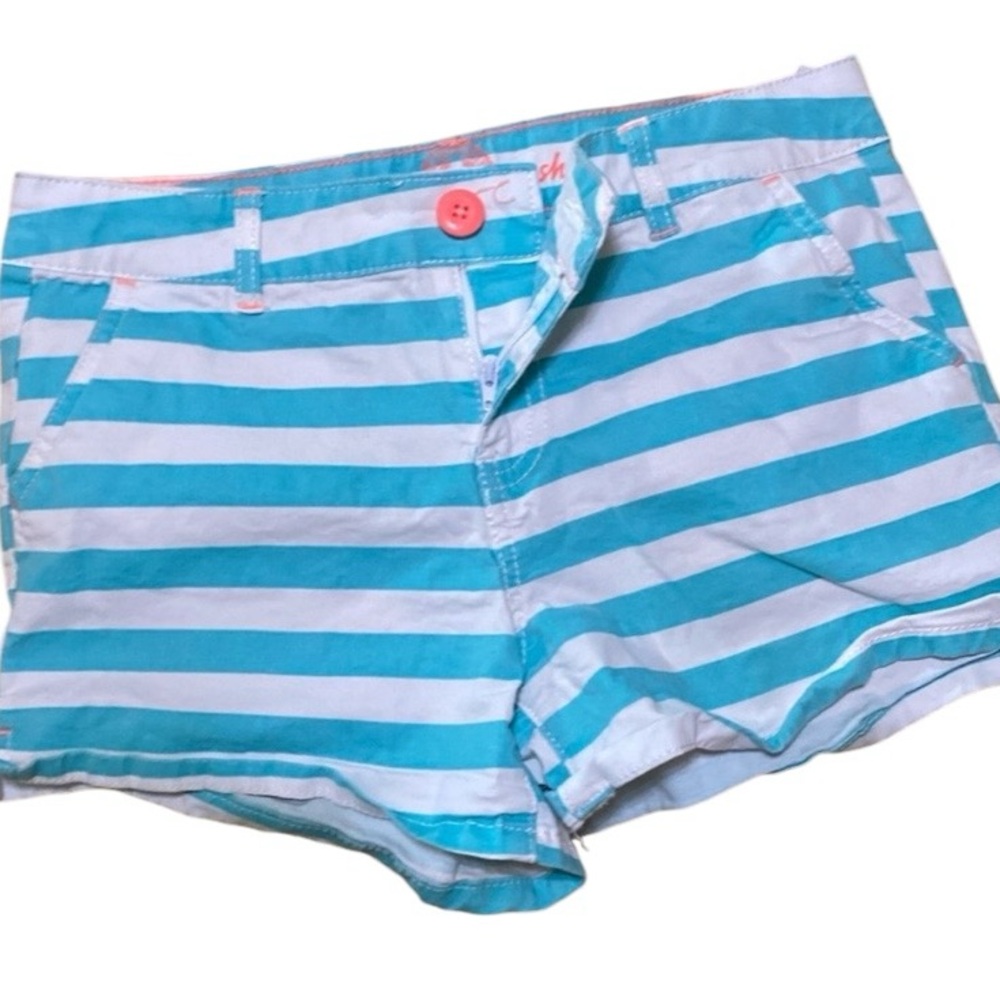 So Shorts Girls 14 Stripe Teal White